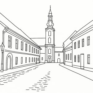 Kresba kostola sv. Petra a Pavla